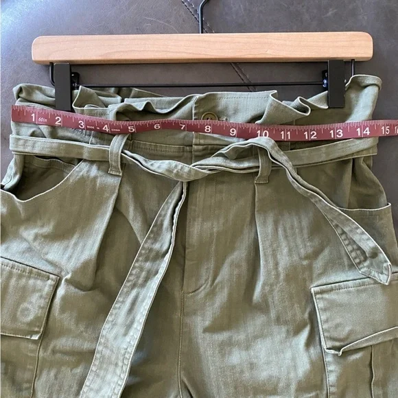 Marissa Webb Collective Pants Size 6 Green Balloon Paper-bag Waist Utility Ankle - Picture 6 of 10
